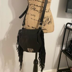 Black fringe crossbody bag